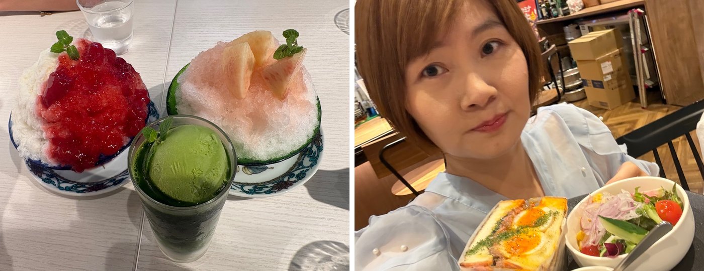 Đá bào dâu, đá bào đào, matcha và một bữa nhẹ trong ngày ở Kanazawa