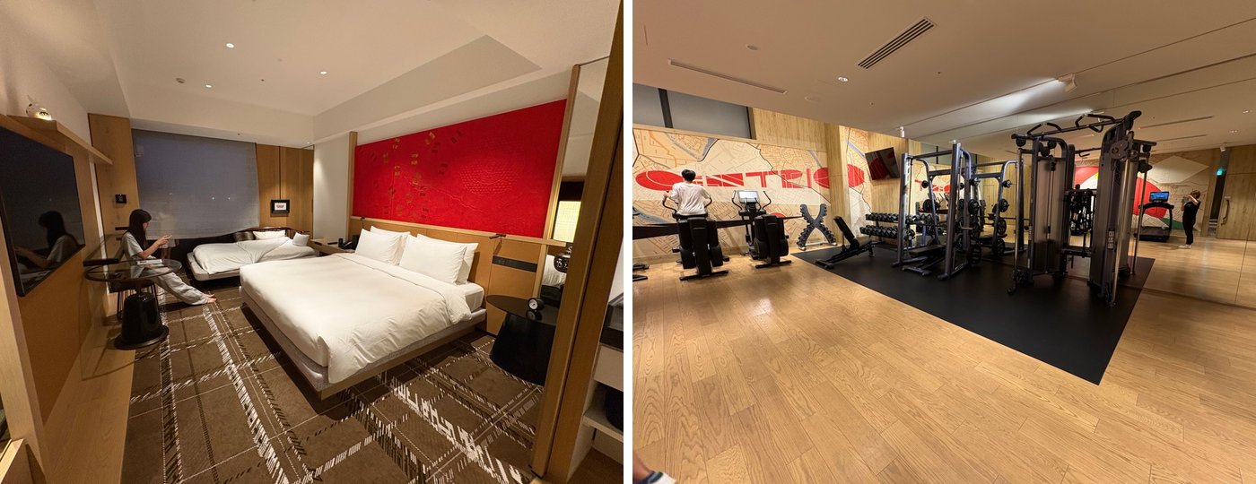 Phòng nghỉ và phòng gym của khách sạn ở ga Kanazawa